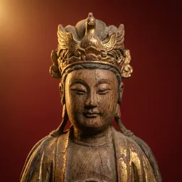 九天玄女木雕神像