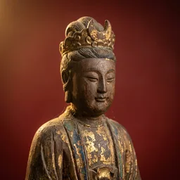 太陰娘娘木雕神像