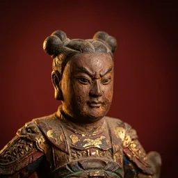 哪吒三太子木雕神像