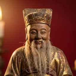 土地公木雕神像
