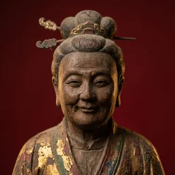 土地婆木雕神像