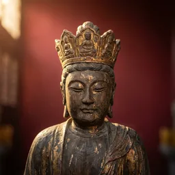 文殊菩薩木雕神像
