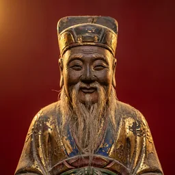 月老木雕神像