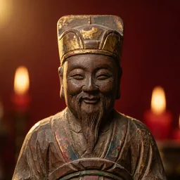灶君木雕神像